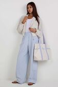 Stretch Woven Ruffle-Waist Wide-Leg Pant